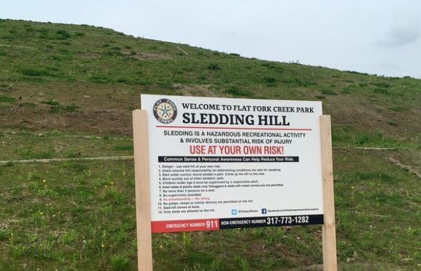 Sledding at Flat Fork Creek Park